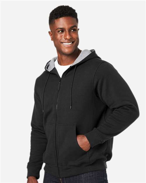 Unisex ClimaBloc™ Lined Heavyweight Hooded Sweatshirt – On Model – Side