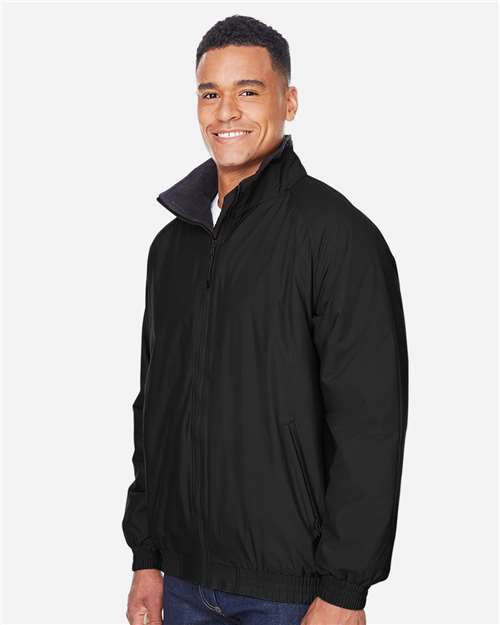 Unisex Fleece Lined Nylon Jacket – On Model – Side