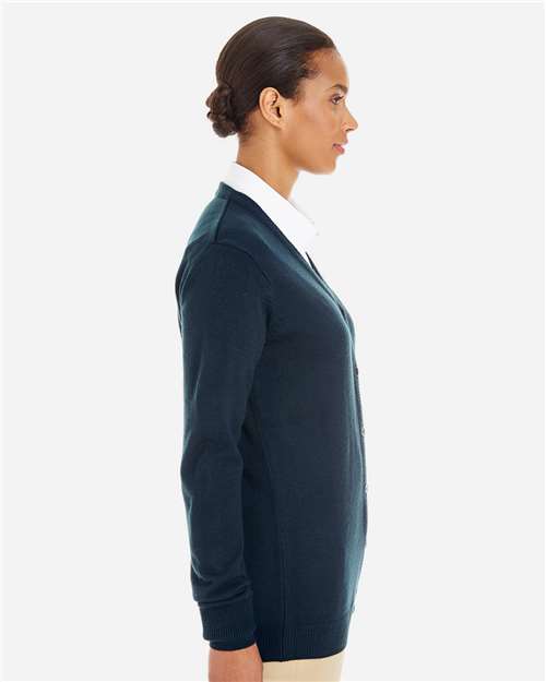 Women's Pilbloc V-Neck Button Cardigan Sweater – On Model – Side