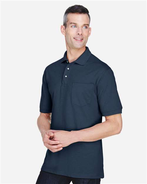 Men's Easy Blend™ Polo with Pocket – On Model – Side