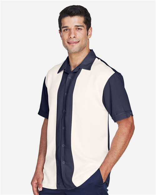 Men's Two-Tone Camp Shirt – On Model – Side