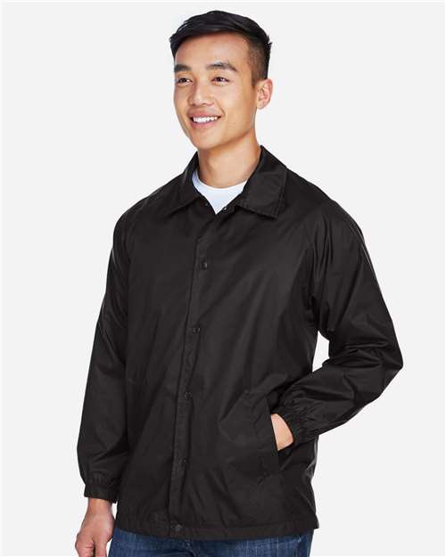 Unisex Nylon Staff Jacket – On Model – Side