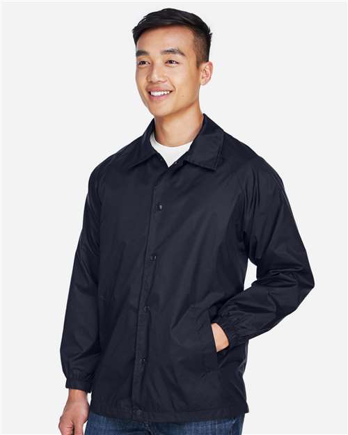 Unisex Nylon Staff Jacket – On Model – Side
