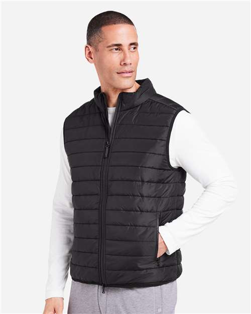 Men's Quilted Puffer Vest – On Model – Side