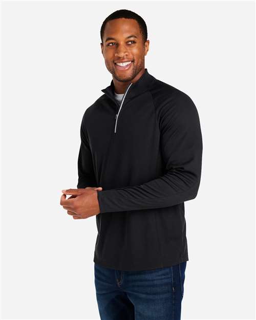 Men's Origin Performance Pique Quarter-Zip Pullover – On Model – Side