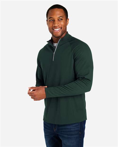 Men's Origin Performance Pique Quarter-Zip Pullover – On Model – Side