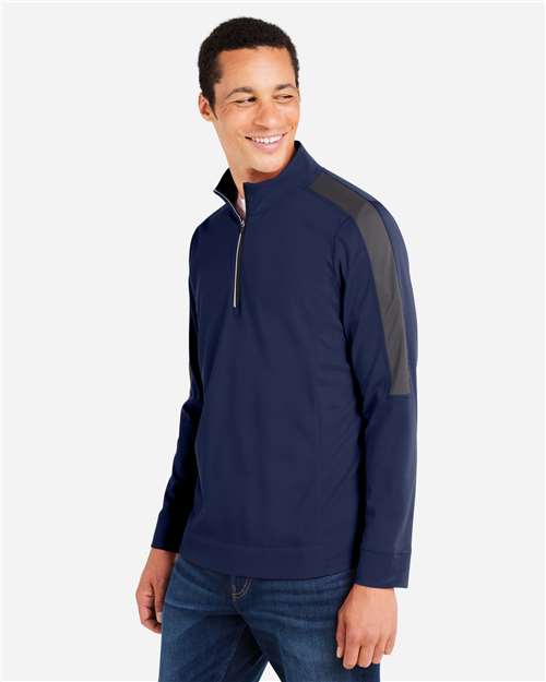 Men's Market Snag Protect Mesh Colorblock Quarter-Zip Pullover – On Model – Side