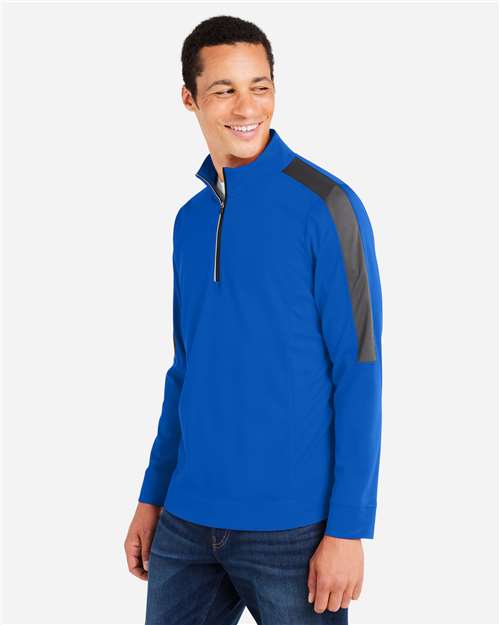 Men's Market Snag Protect Mesh Colorblock Quarter-Zip Pullover – On Model – Side