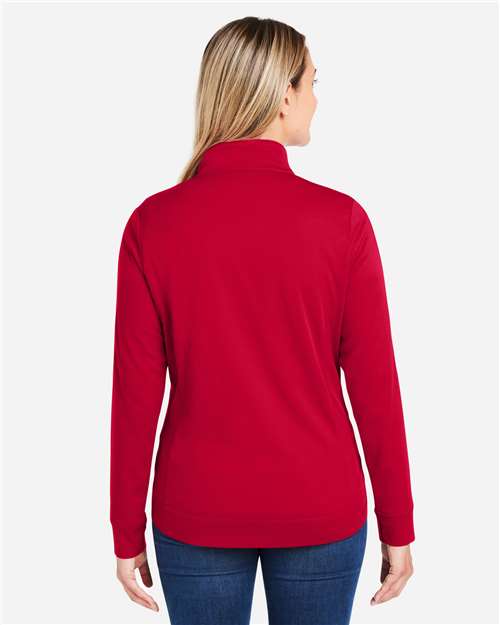 Women's Market Snag Protect Mesh Colorblock Quarter-Zip Pullover – On Model – Back