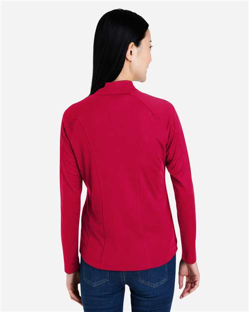 Women's Origin Performance Pique Quarter-Zip Pullover – On Model – Back