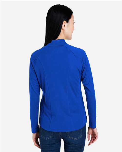 Women's Origin Performance Pique Quarter-Zip Pullover – On Model – Back