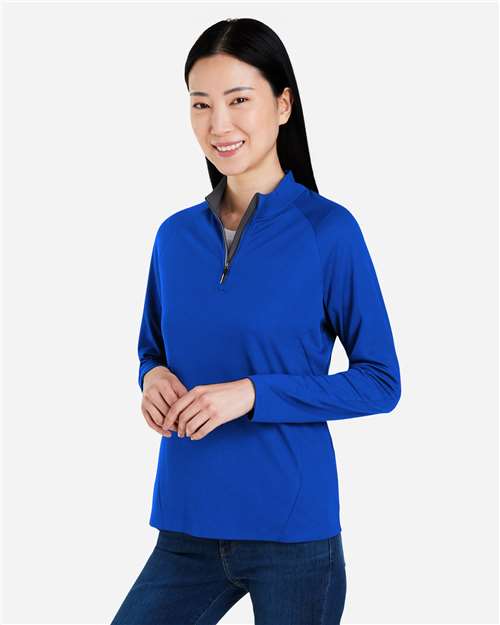 Women's Origin Performance Pique Quarter-Zip Pullover – On Model – Side