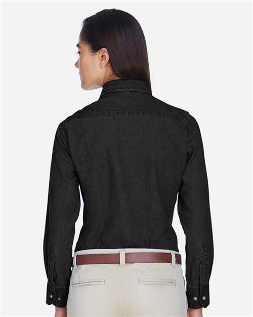 Women's Denim Shirt – On Model – Back
