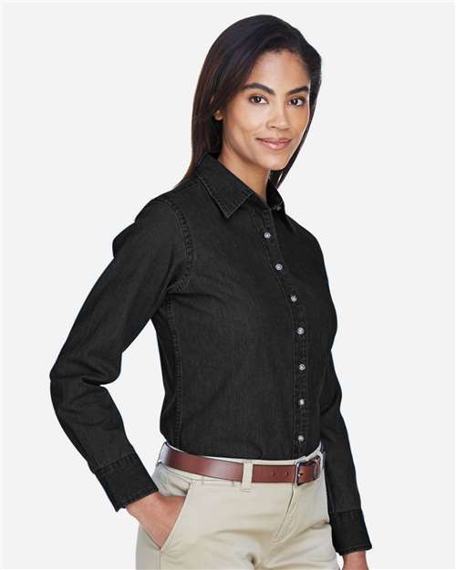 Women's Denim Shirt – On Model – Side