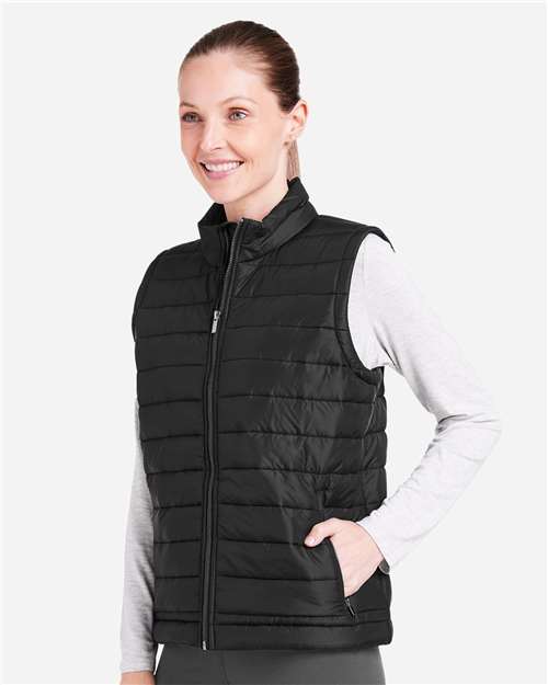 Women's Quilted Puffer Vest – On Model – Side