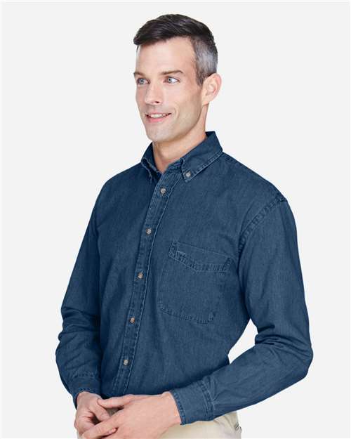Men's Tall Denim Shirt – On Model – Side