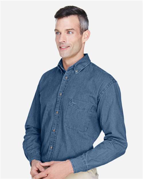 Men's Tall Denim Shirt – On Model – Side