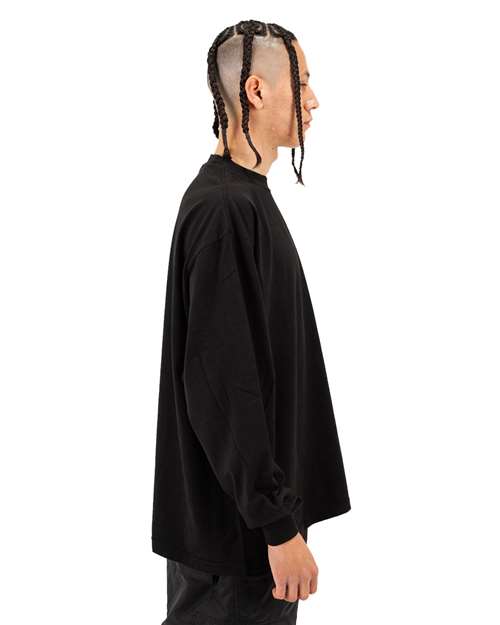 Unisex Max Heavyweight Garment-Dyed Long Sleeve Tee – On Model – Side