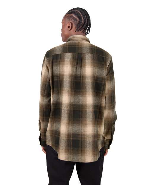Unisex Plaid Flannel Overshirt – On Model – Back