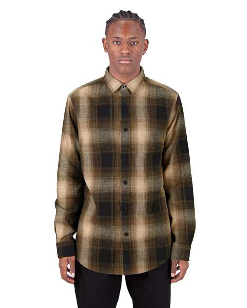 Unisex Plaid Flannel Overshirt – On Model