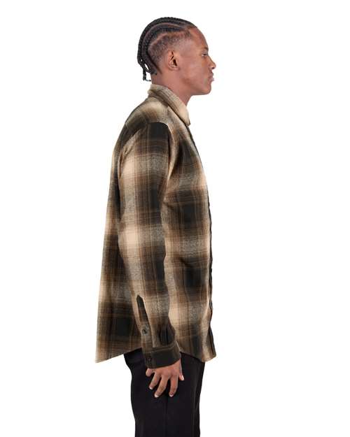 Unisex Plaid Flannel Overshirt – On Model – Side