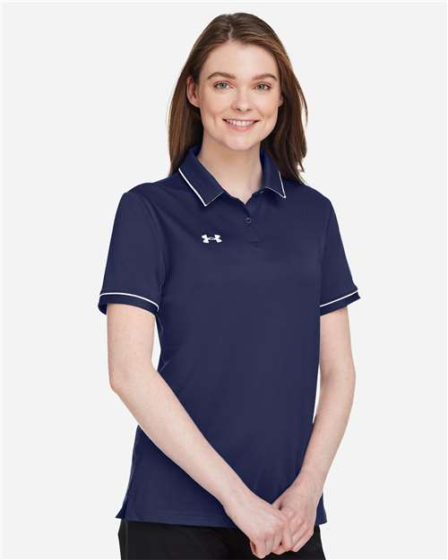 Women's Tipped Teams Performance Polo – On Model – Side