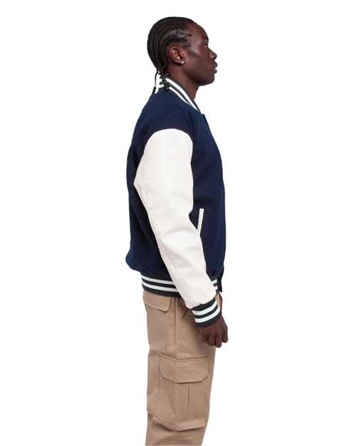 Unisex Letterman Jacket – On Model – Side