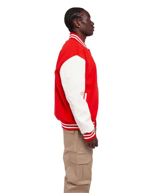 Unisex Letterman Jacket – On Model – Side