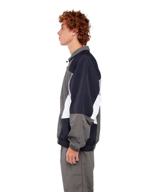 Unisex Nylon Track Jacket – On Model – Side