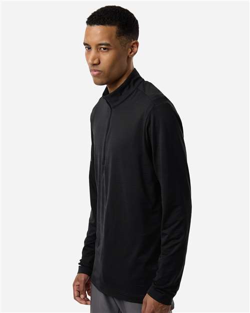 Men's Textured Stripe Quarter-Zip Pullover – On Model – Side