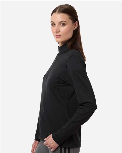 Women's Textured Stripe Quarter-Zip Pullover – On Model – Side