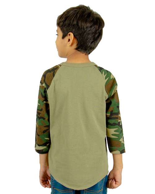 Youth Camo Raglan Tee – On Model – Back