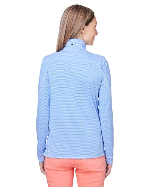 Women's Microstripe Sankaty Half-Zip Pullover – On Model – Back