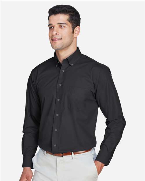 Men's Crown Collection® Broadcloth Woven Dress Shirt – On Model – Side
