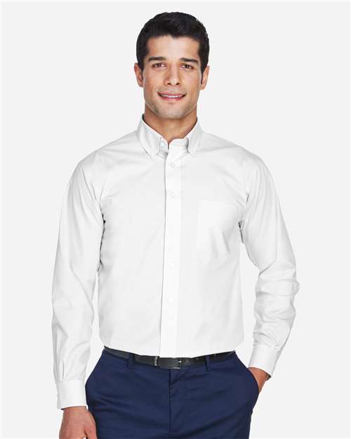 Men's Crown Collection® Broadcloth Woven Dress Shirt – On Model