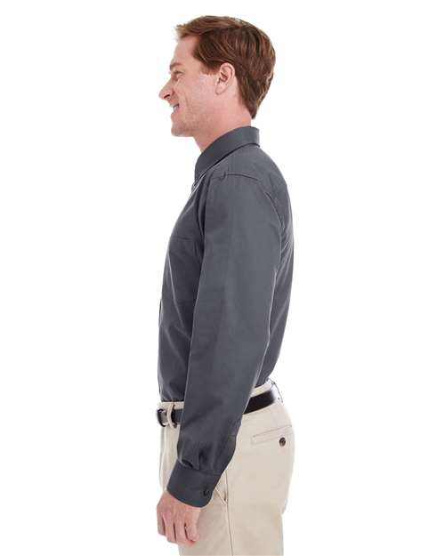 Men's Foundation Cotton Twill Dress Shirt with Teflon – On Model – Side