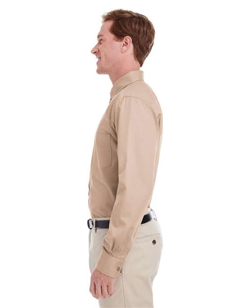 Men's Foundation Cotton Twill Dress Shirt with Teflon – On Model – Side