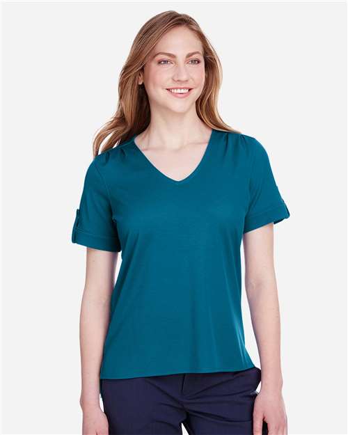 Women's CrownLux Performance® Plaited Rolled Sleeve Shirt