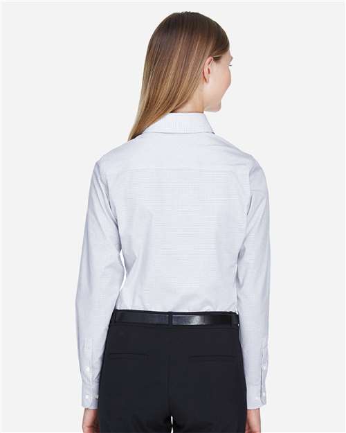 Women's Crown Collection® Micro Tattersall Woven Dress Shirt – On Model – Back