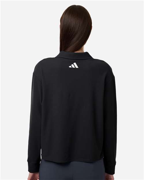 Women's Beyond Long Sleeve Loose Polo – On Model – Back