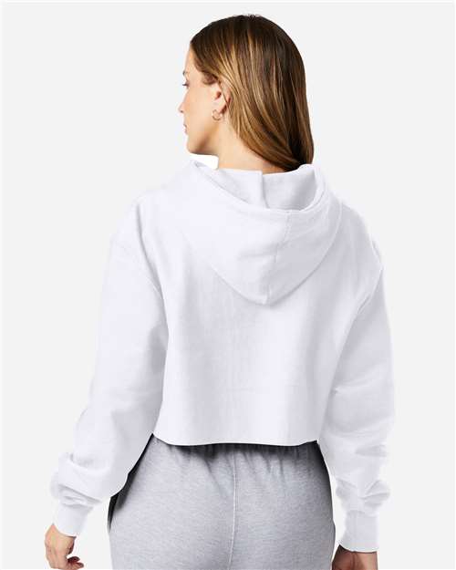 Women's Reverse Weave® Hooded Cropped Sweatshirt – On Model – Back