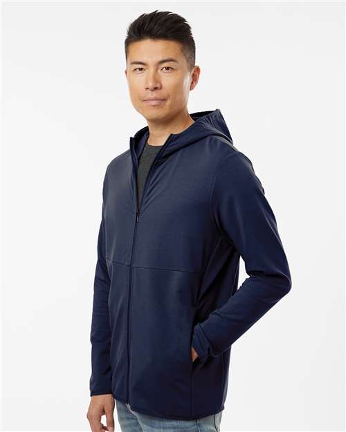 Unisex Perform Full-Zip Hooded Sweatshirt – On Model – Side