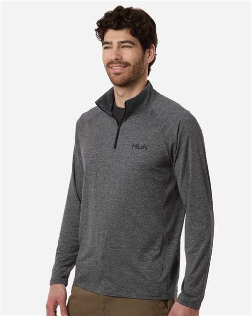 Men's Airweight Heather Quarter-Zip Pullover – On Model – Side
