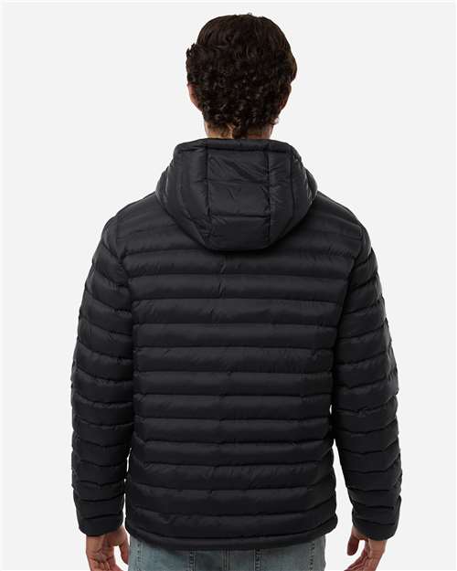 Men's Lightweight Poly-filled Hooded Puffer Jacket – On Model – Back