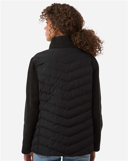 Women's Mixed Media Chevron Jacket – On Model – Back