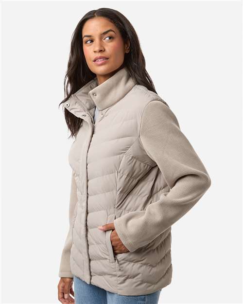 Women's Mixed Media Chevron Jacket – On Model – Side