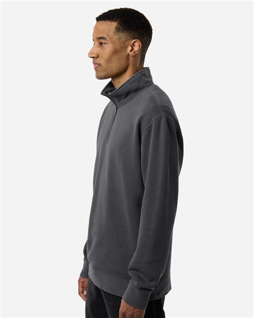 Unisex Pigment-Dyed Quarter-Zip Pullover – On Model – Side