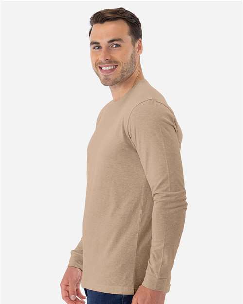 Unisex CVC Long Sleeve Tee – On Model – Side