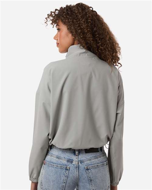 Women's Stretch Woven Quarter-Zip Pullover – On Model – Back