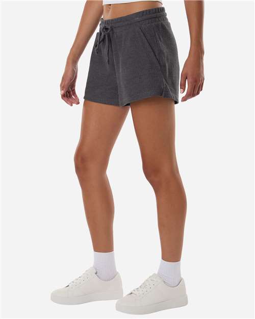Women's Rib Knit Corded Shorts – On Model – Side